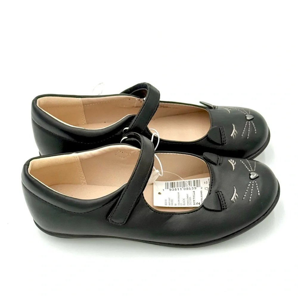 Children's‎ Place Girls Black Cat Mary Jane Shoes NEW Size 2